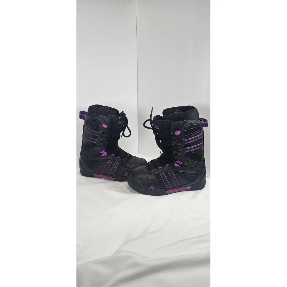 K2 Range Snowboard Boots Womens 8 Black Purple Lace‎ Up Winter Riding